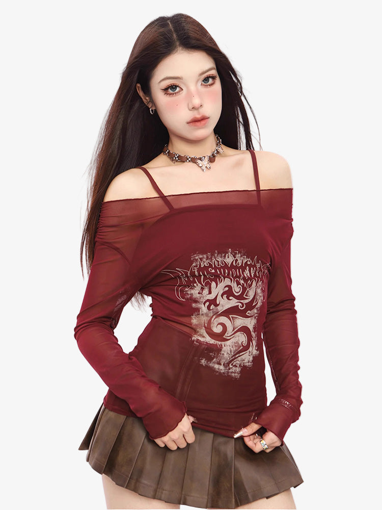 Y2K Mesh Long Sleeve Top