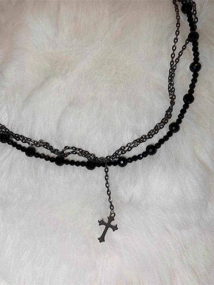 Y2K Cross Beaded Necklace