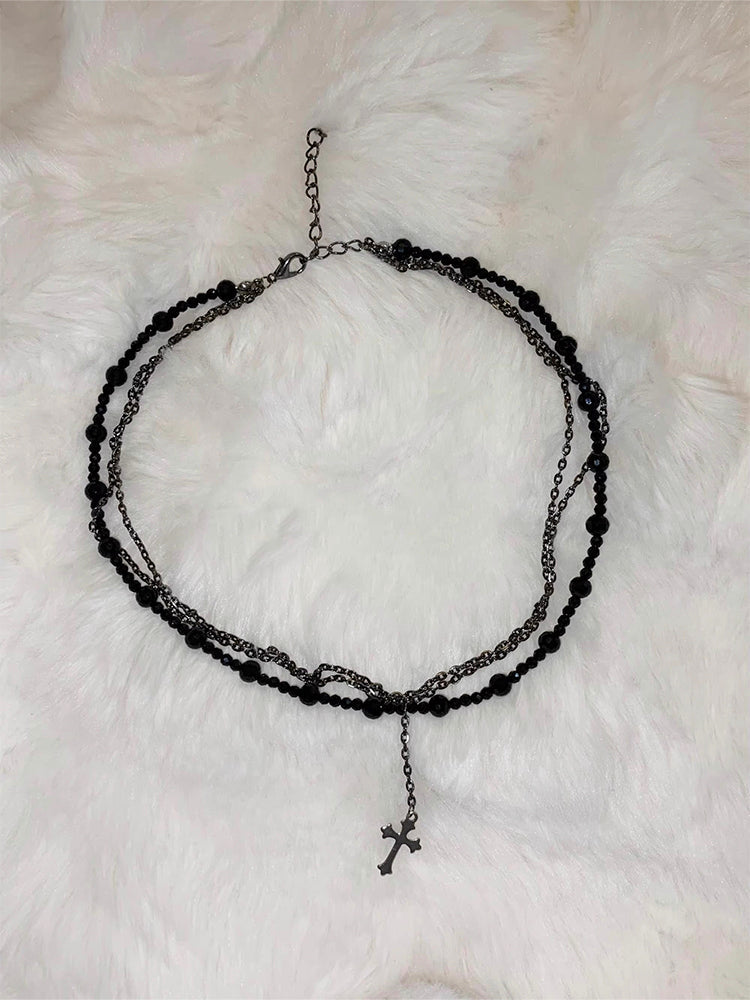 Y2K Cross Beaded Necklace