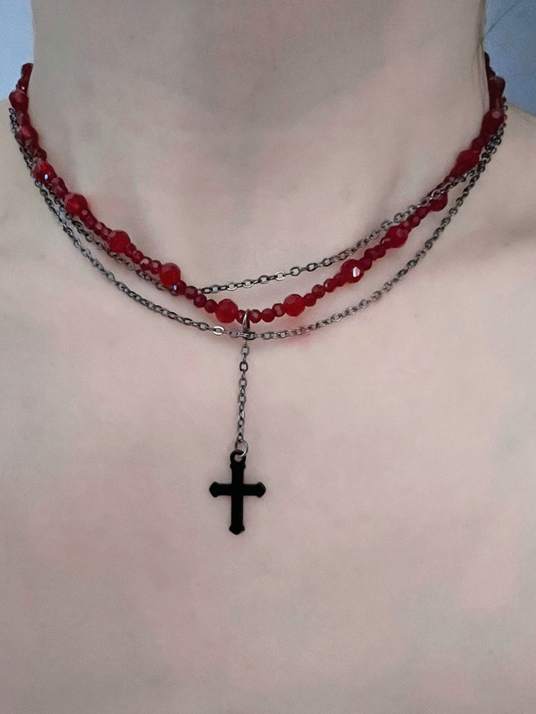 Y2K Cross Beaded Necklace