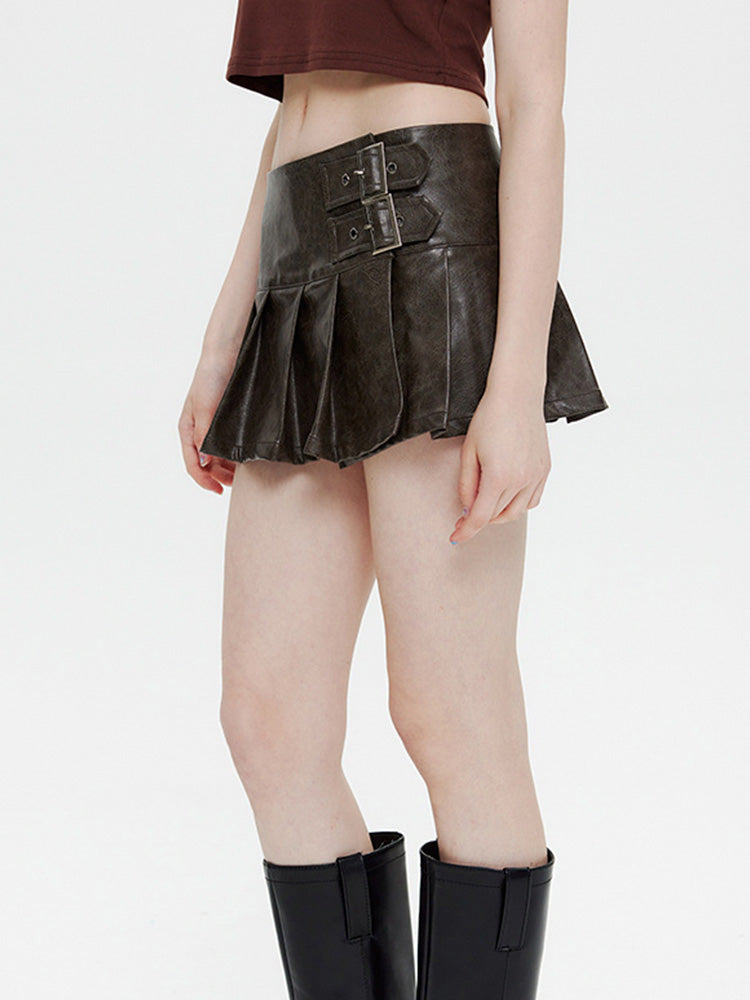 Y2K Leather Mini Skirt