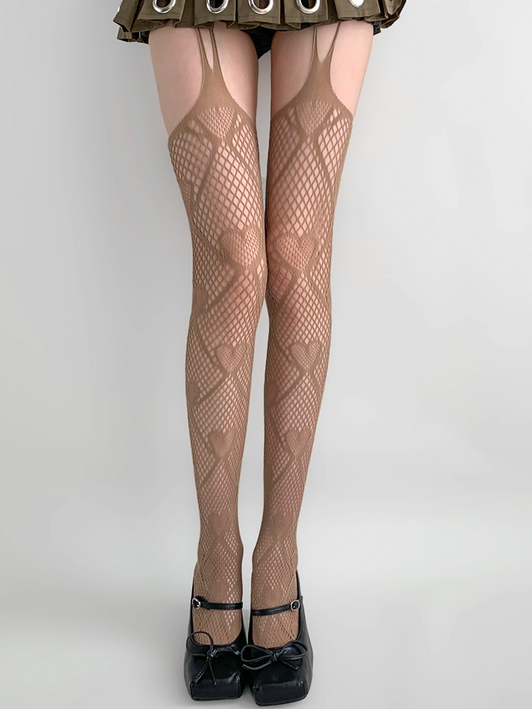 Heart Fishnet Tights
