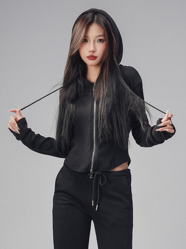 Double Zip Knit Hoodie