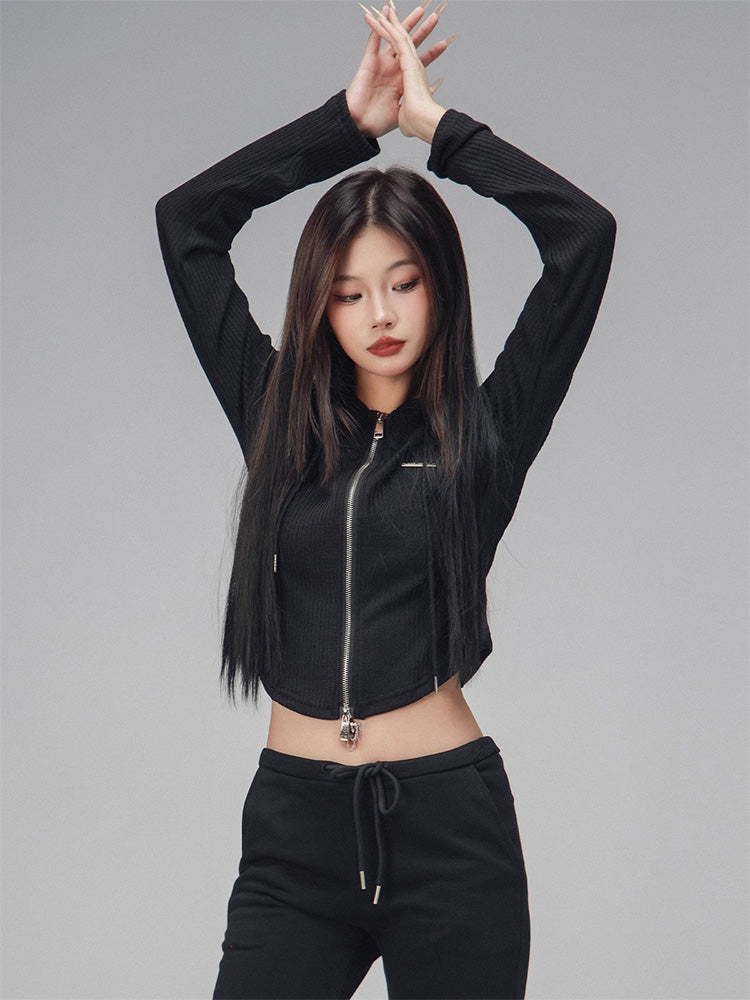 Double Zip Knit Hoodie