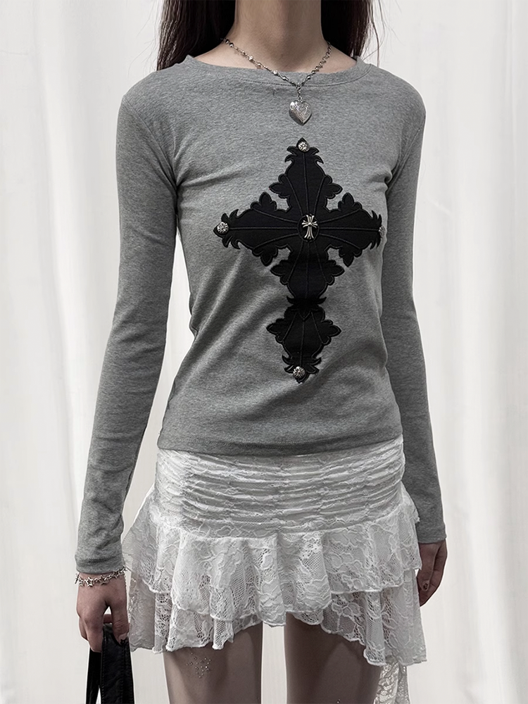 Y2K Cross Long Sleeve Top