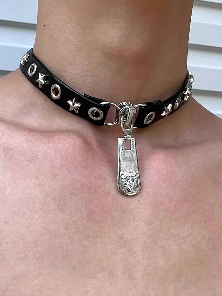 Y2K Leopard Choker Collar