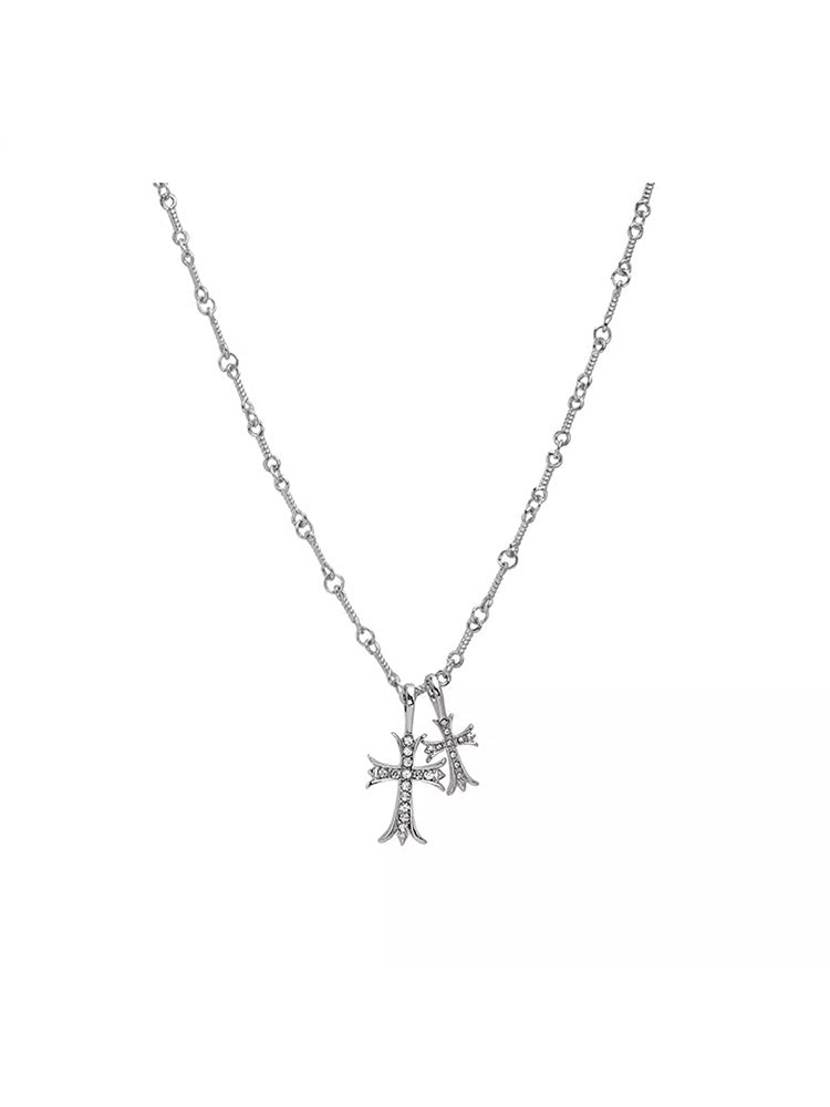 Y2K Double Cross Necklace