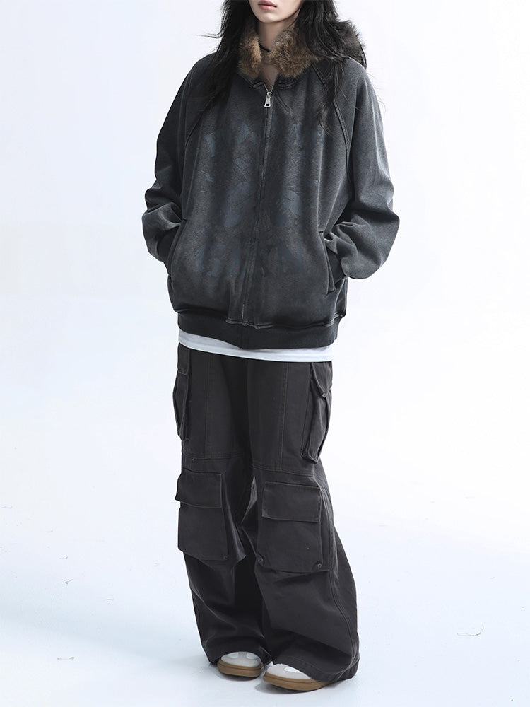 Y2K Fur Hoodie Jacket