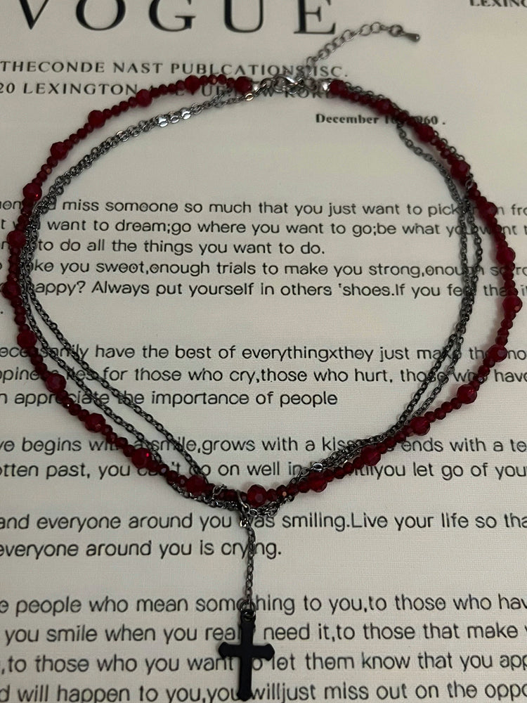 Y2K Cross Beaded Necklace