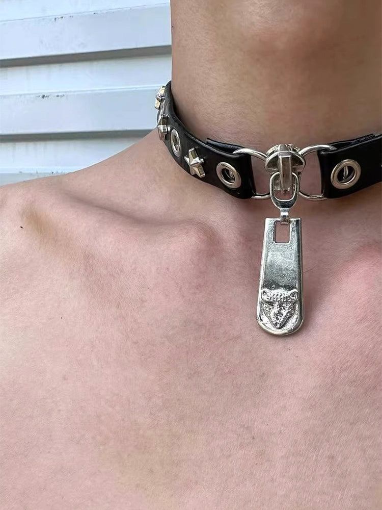 Y2K Leopard Choker Collar