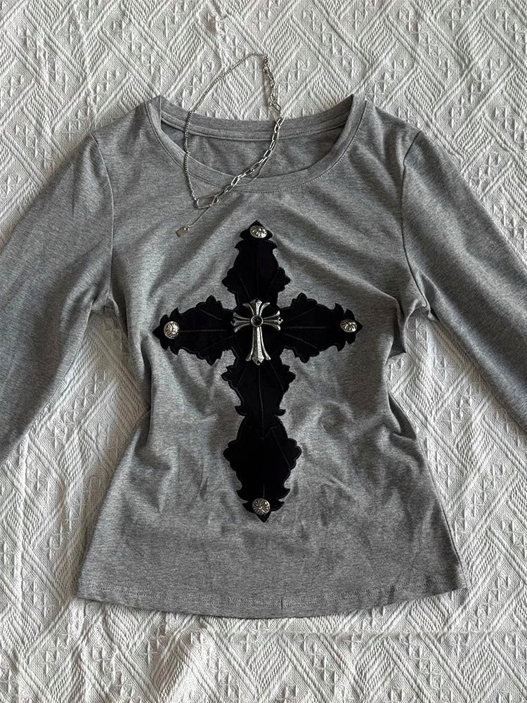 Y2K Cross Long Sleeve Top