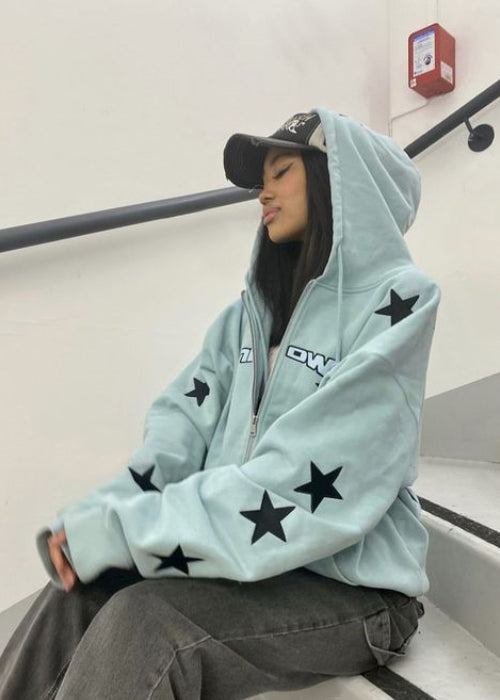Y2K Star Zip Up Hoodie