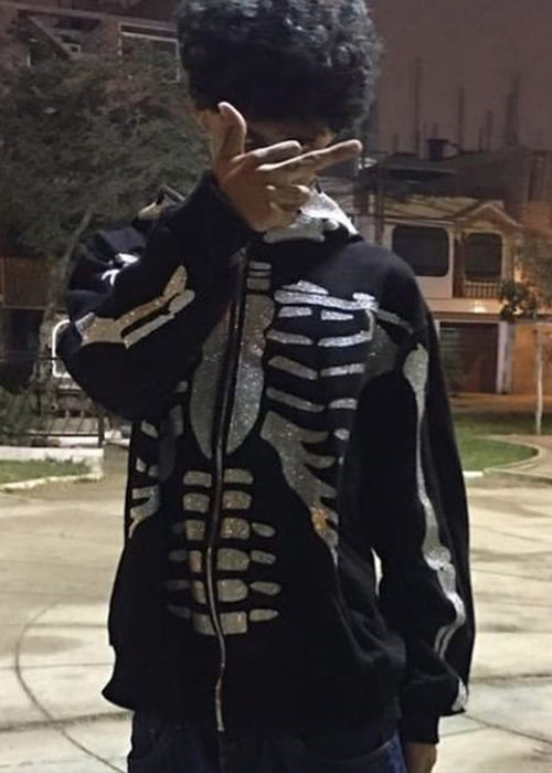 Skeleton Hoodie Zip Up Y2K
