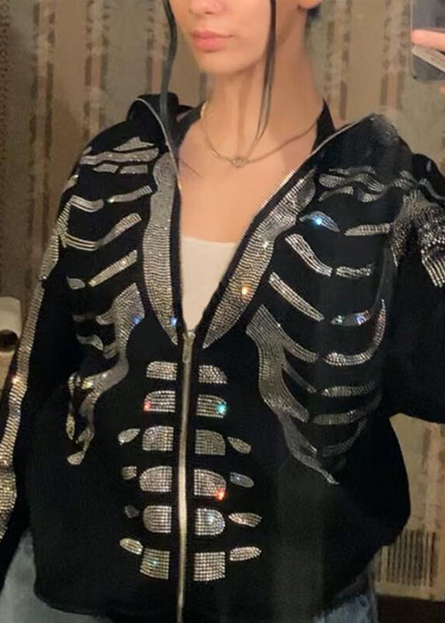 Skeleton Hoodie Zip Up Y2K