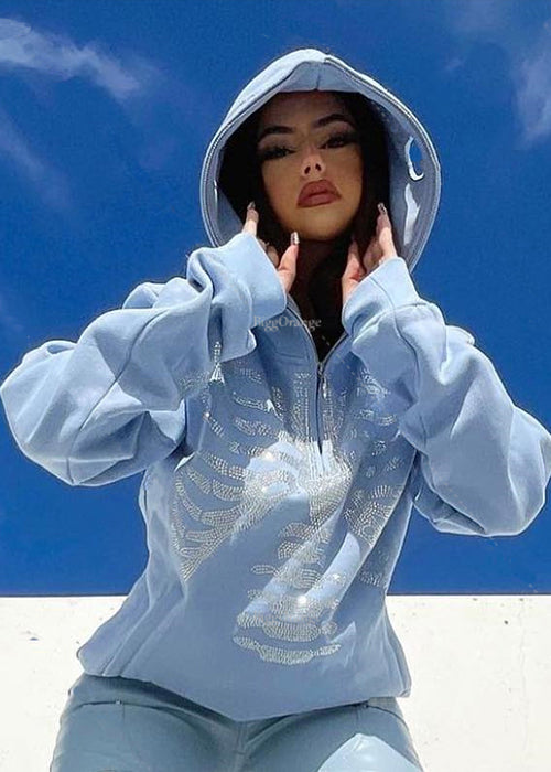 Skeleton Hoodie Zip Up Y2K