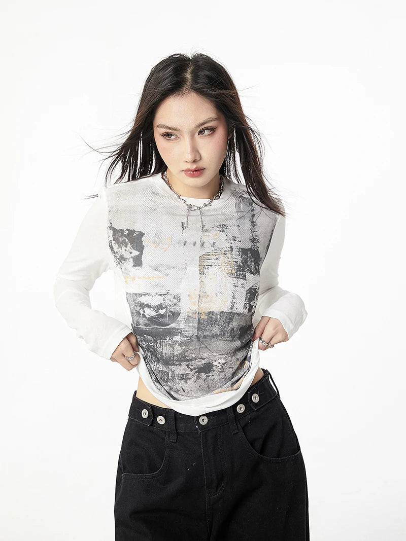 White Grunge Top