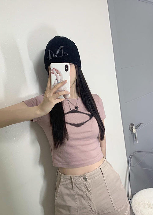 Aesthetic Pink Crop Top