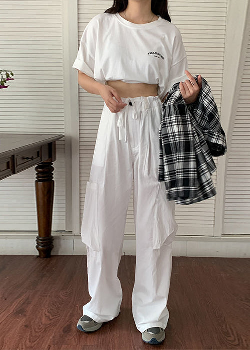 Low Waisted White Cargo Pants