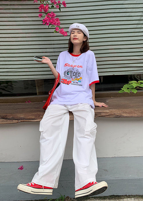 Low Waisted White Cargo Pants