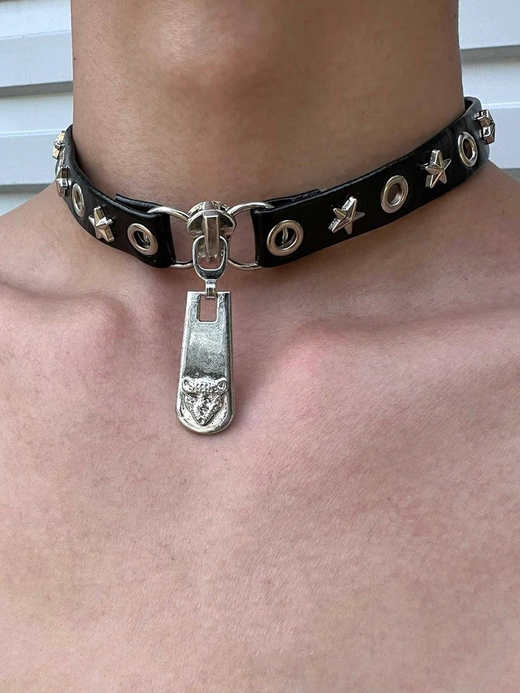 Y2K Leopard Choker Collar