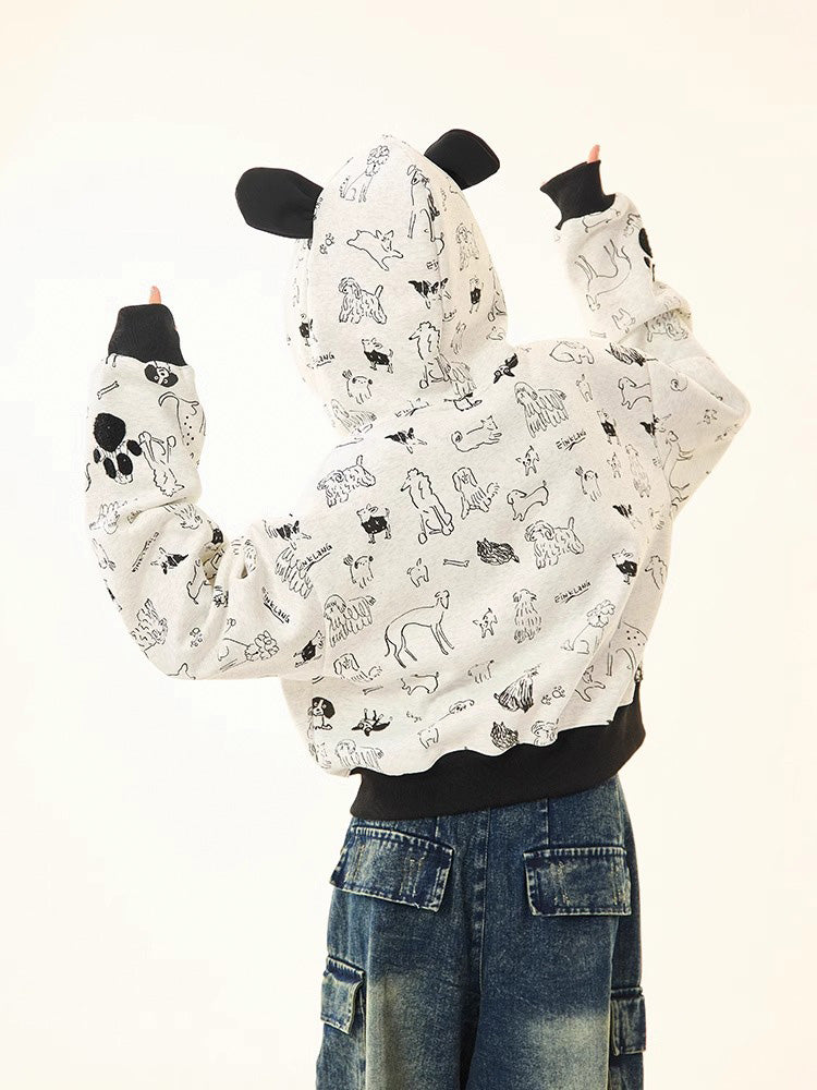 Dog Print Hoodie