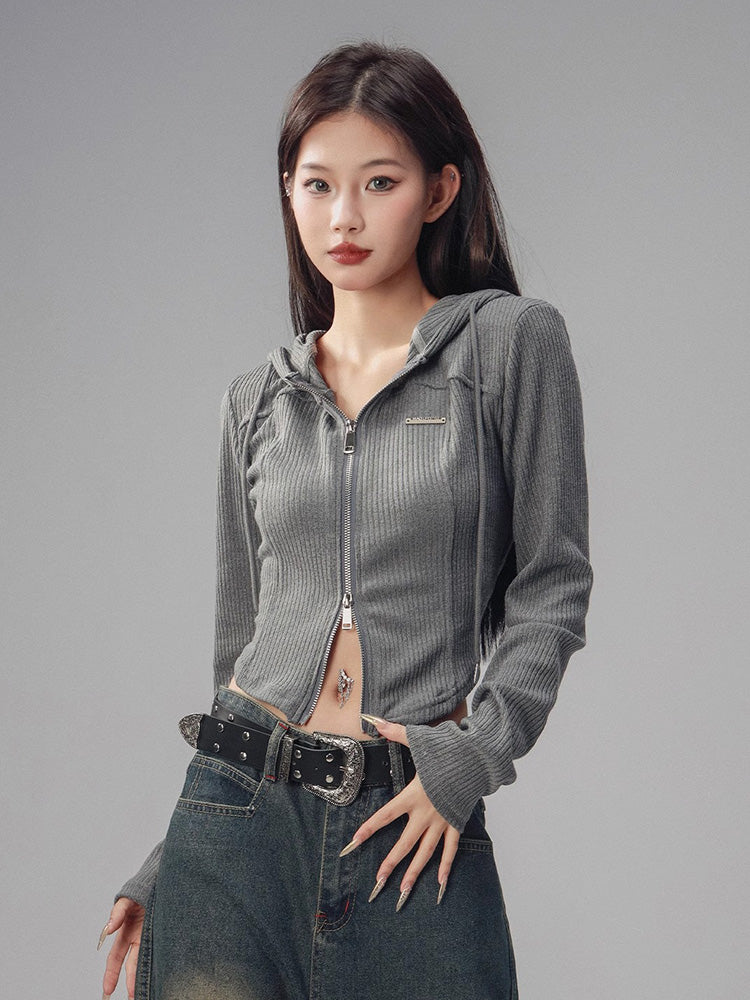 Double Zip Knit Hoodie