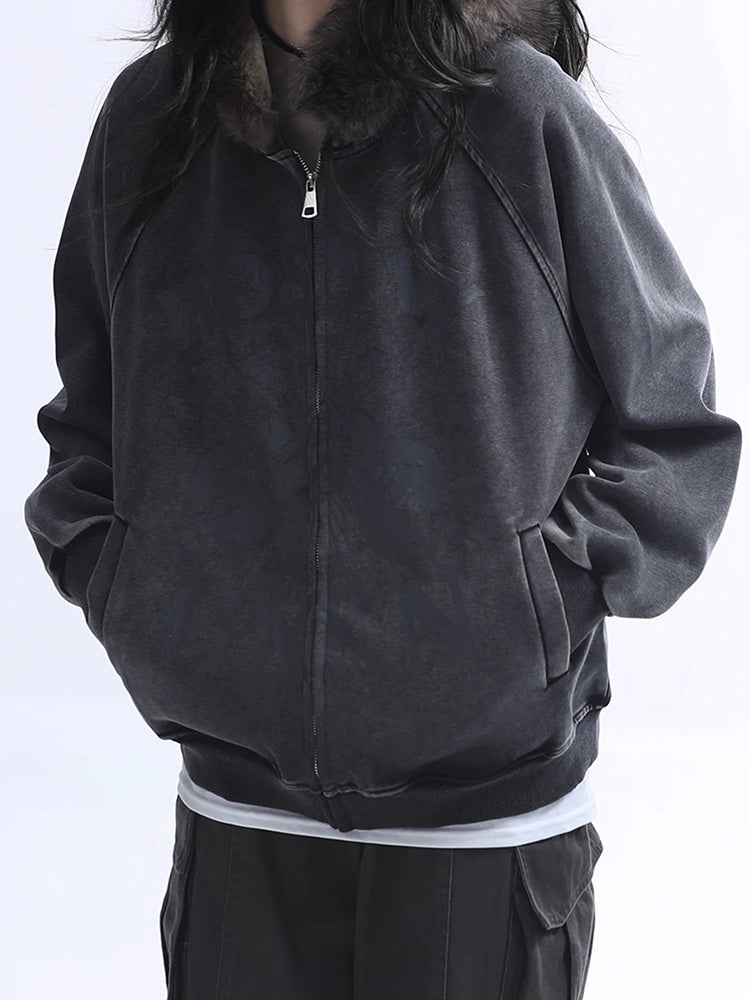 Y2K Fur Hoodie Jacket