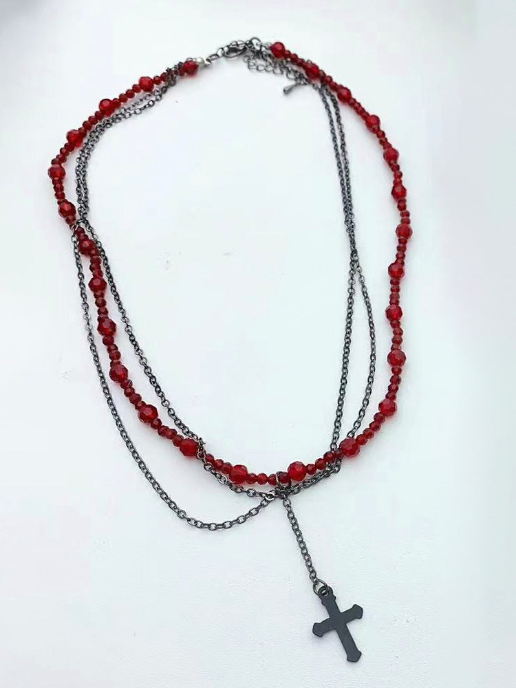 Y2K Cross Beaded Necklace