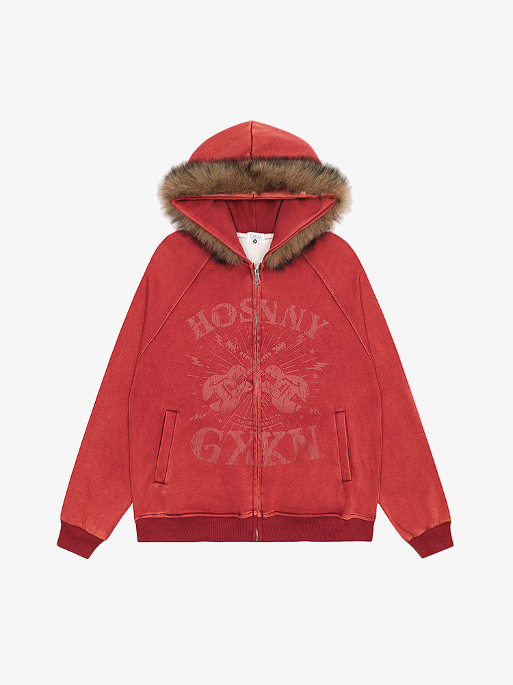 Y2K Fur Hoodie Jacket