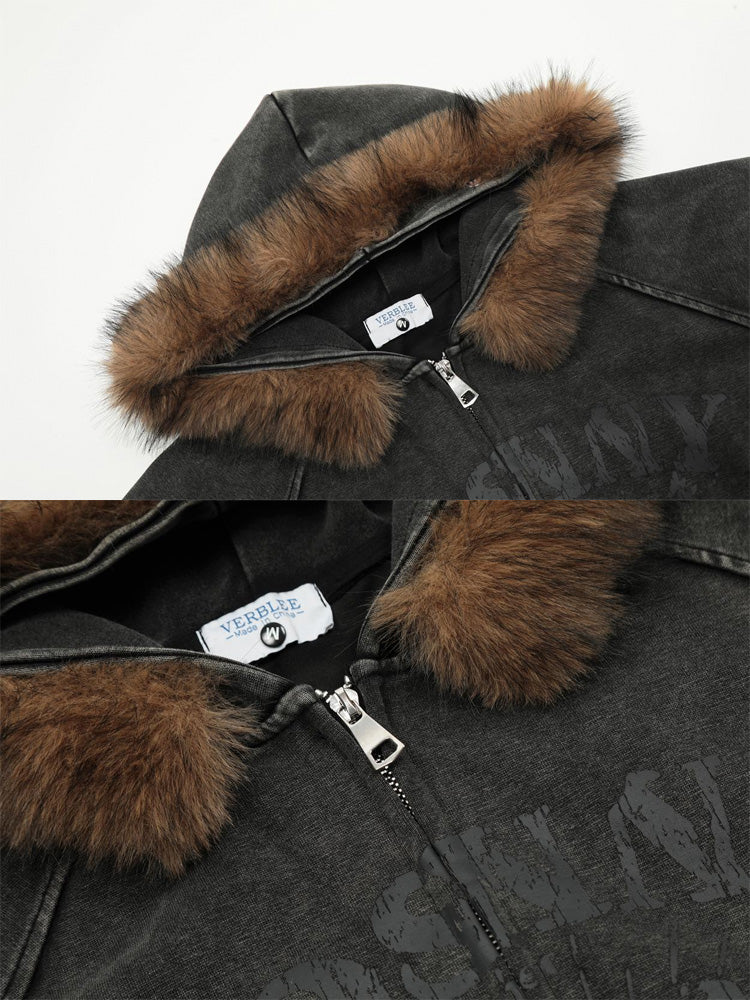 Y2K Fur Hoodie Jacket