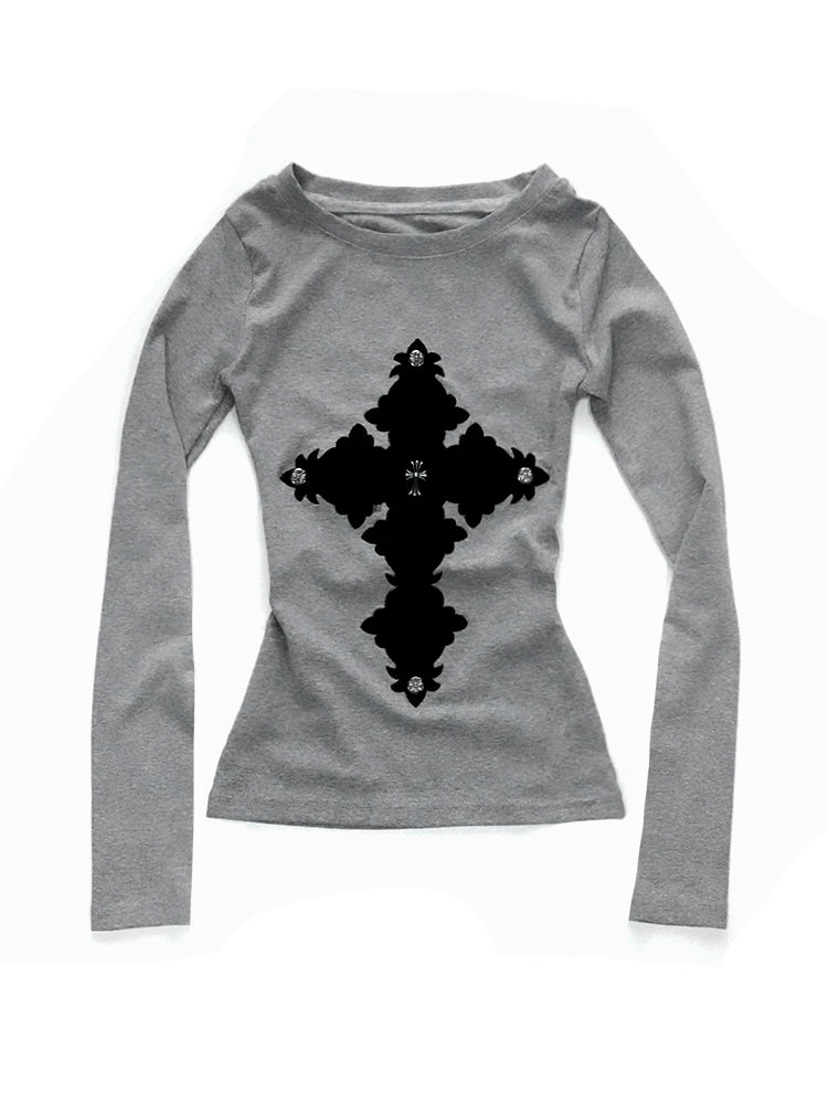 Y2K Cross Long Sleeve Top