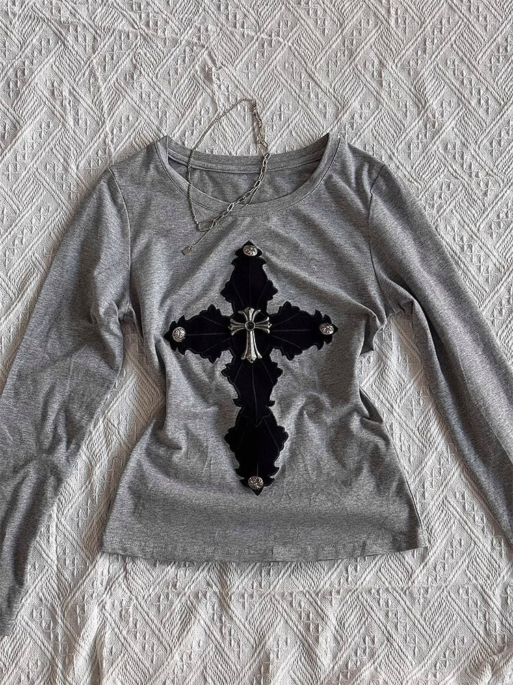 Y2K Cross Long Sleeve Top