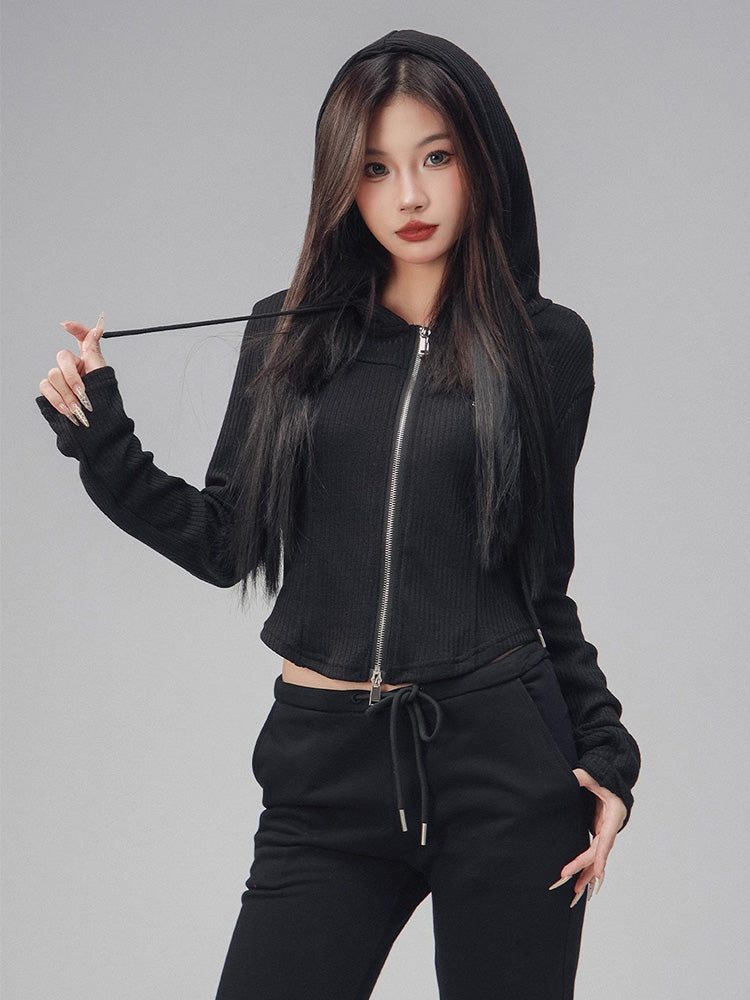 Double Zip Knit Hoodie