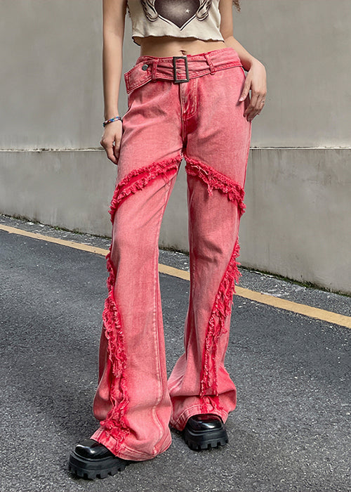 Women Streetwear Y2k Flared Jeans Fashion Ladies Solid Slim Colour