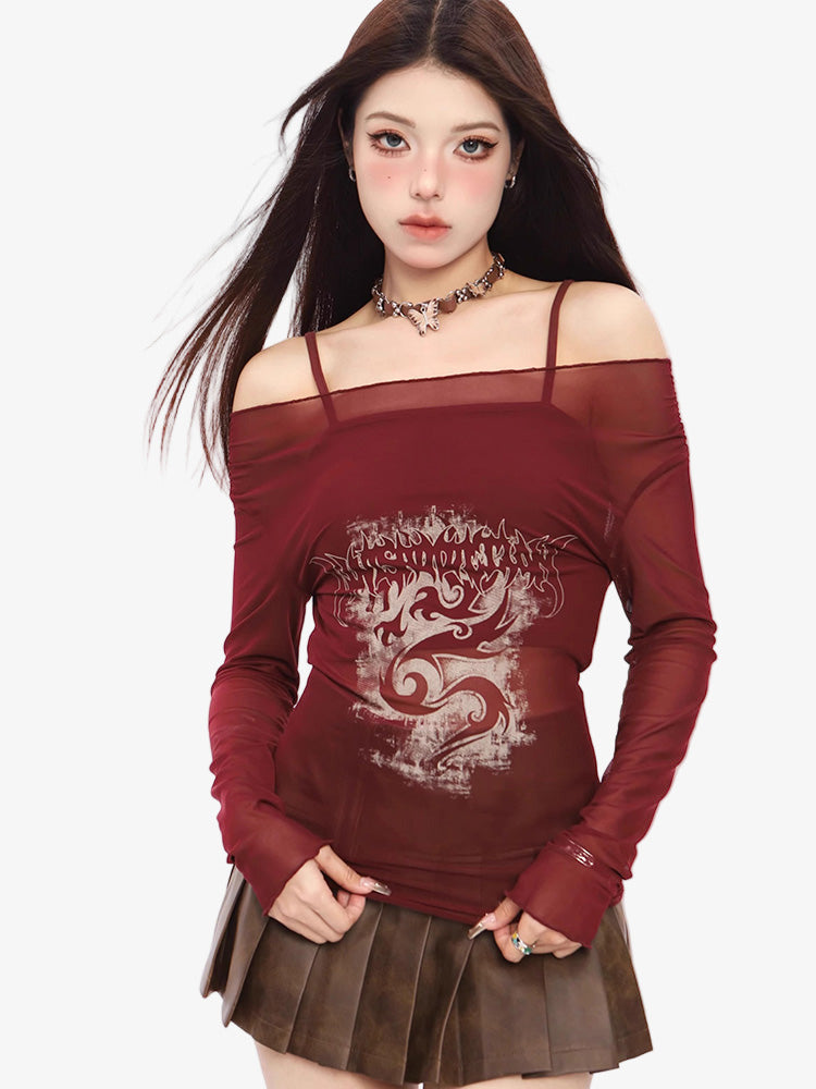 Y2K Mesh Long Sleeve Top