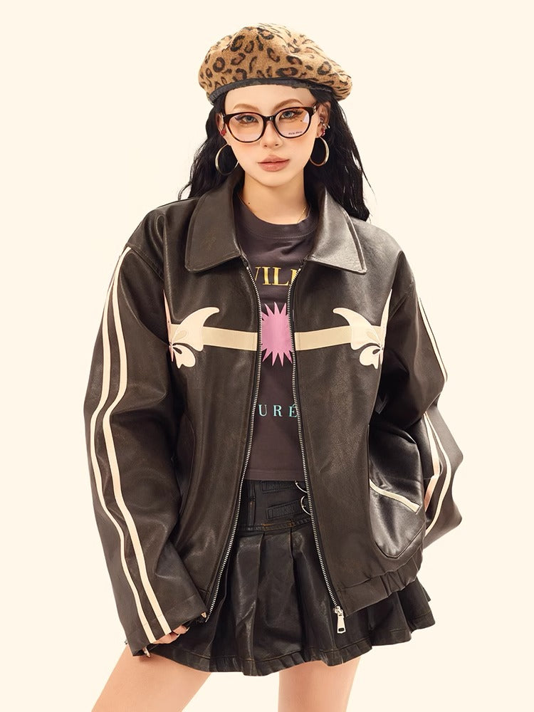 Y2K Brown Leather Jacket