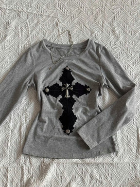 Y2K Cross Long Sleeve Top