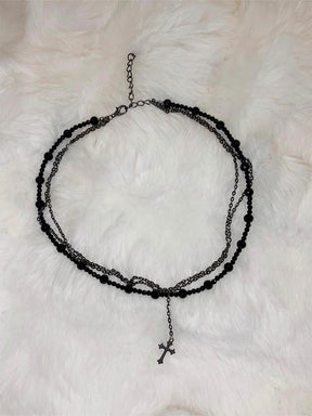 Y2K Cross Beaded Necklace