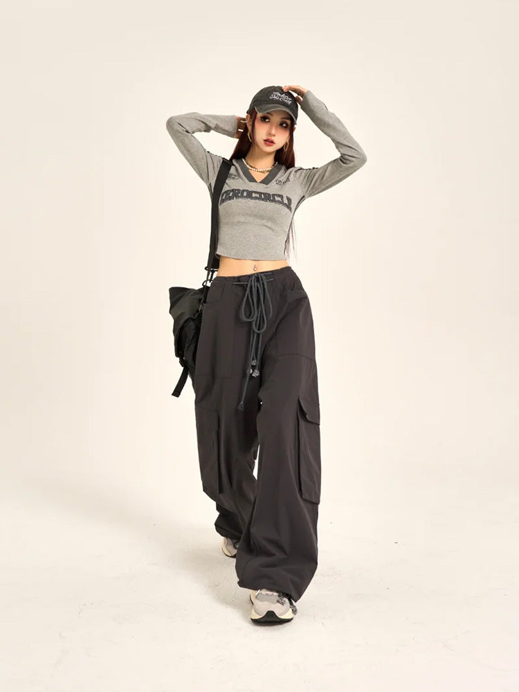 Y2K V Neck Top