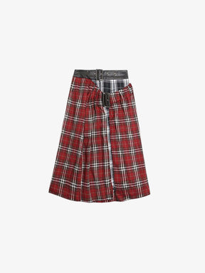 Red Long Checkered Skirt