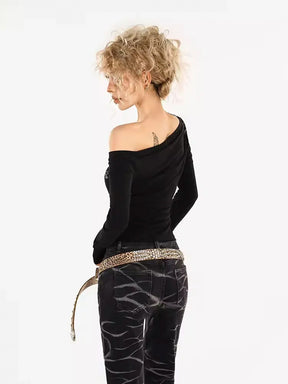 Y2K Rhinestone Black Top