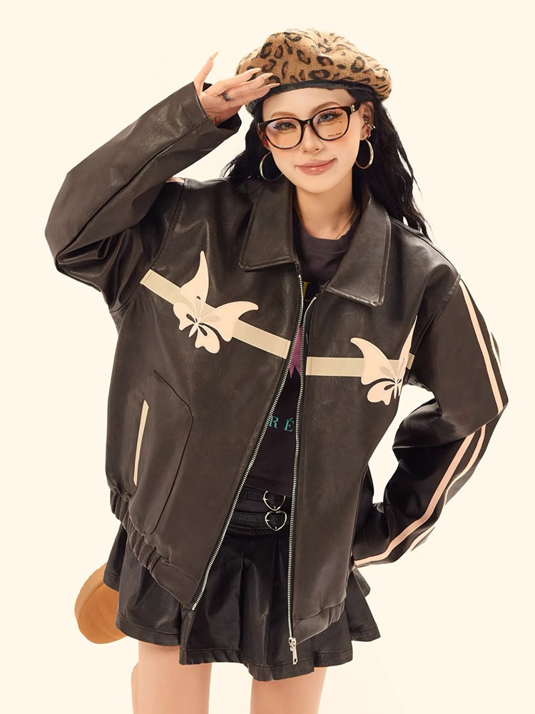 Y2K Brown Leather Jacket