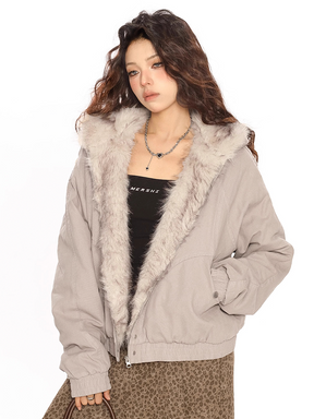 Y2K Hooded fur Coat