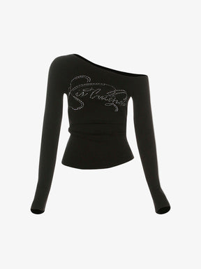 Y2K Rhinestone Black Top