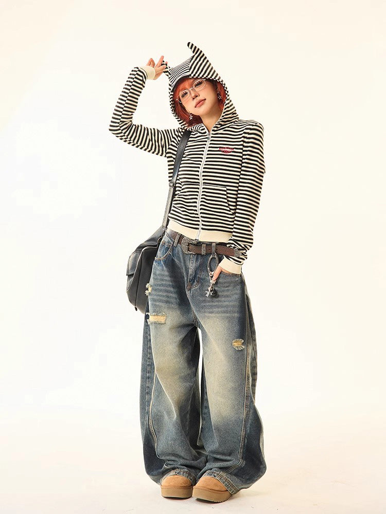 Y2K Damaged Denim Pants