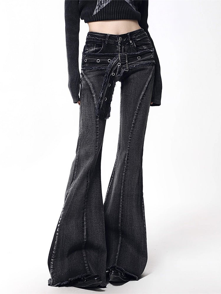 Y2K Belt Flared Pants