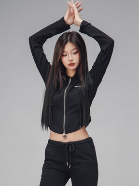Double Zip Knit Hoodie