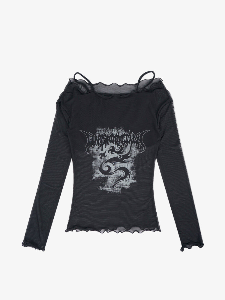 Y2K Mesh Long Sleeve Top