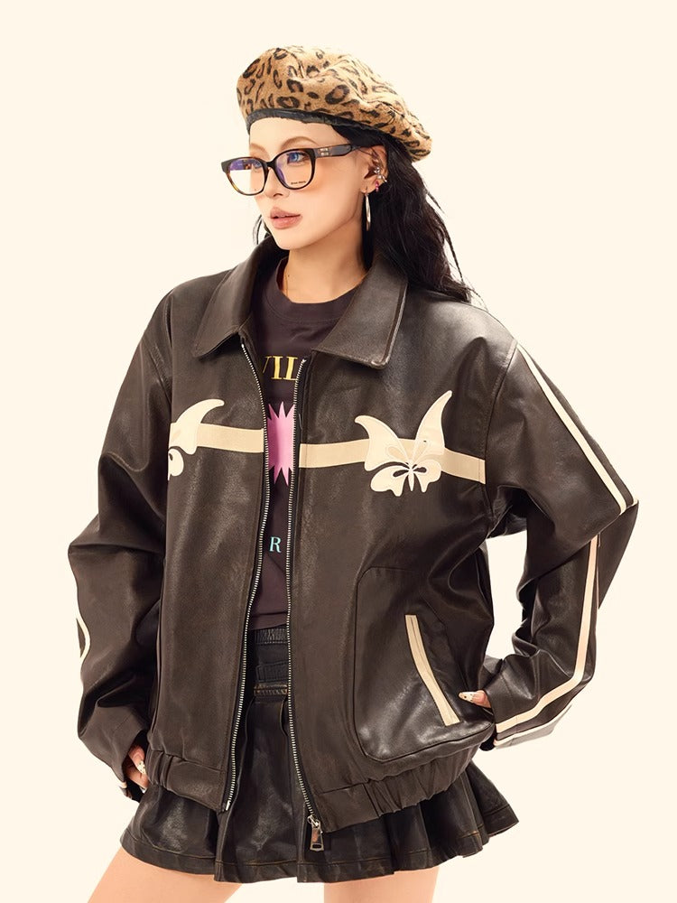 Y2K Brown Leather Jacket
