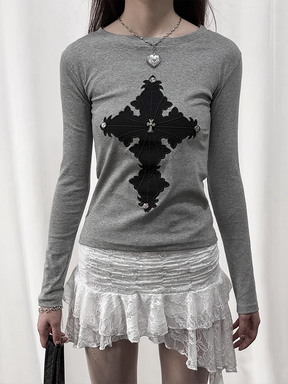 Y2K Cross Long Sleeve Top